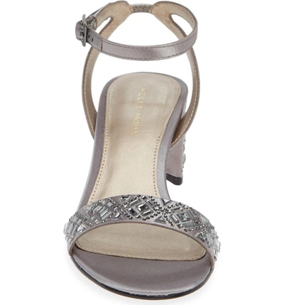 Shop Pelle Moda Moira Crystal Embellished Sandal In Pewter Satin