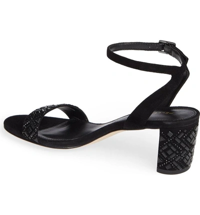 Shop Pelle Moda Moira Crystal Embellished Sandal In Black Suede