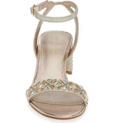 Shop Pelle Moda Moira Crystal Embellished Sandal In Platinum Gold Fabric
