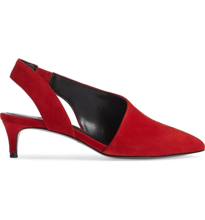 Shop Charles David Picasso Asymmetrical Slingback Pump In Red Suede