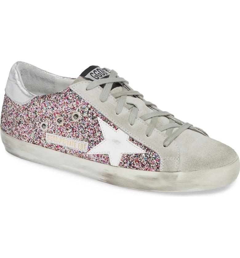golden goose rose gold glitter