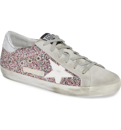 Shop Golden Goose Superstar Glitter Sneaker In Pink Multi/ Grey