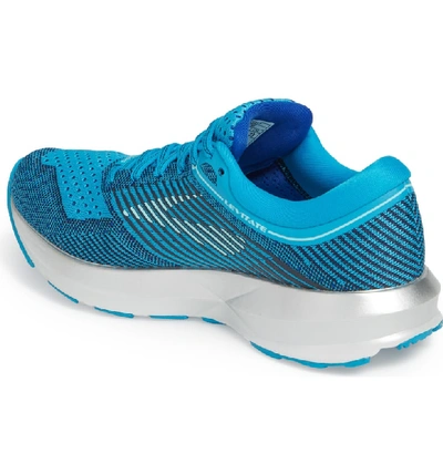 Shop Brooks Levitate Running Shoe In Blue/ Mint/ Silver