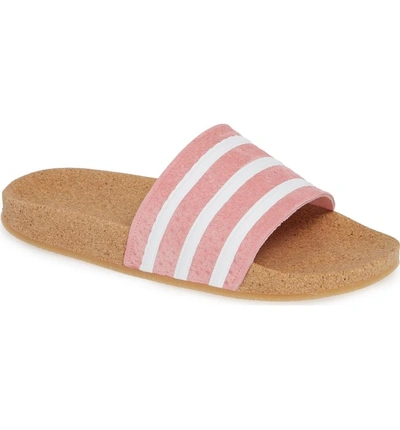 Adidas Originals Cork Adilette Slider Sandals In Pink - Pink | ModeSens