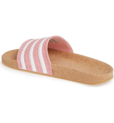 Shop Adidas Originals Adilette Slide Sandal In Super Pop/ White/ Gum4