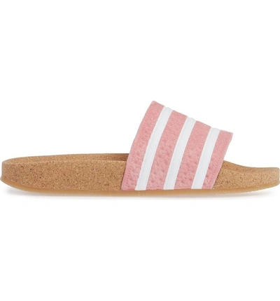 Shop Adidas Originals Adilette Slide Sandal In Super Pop/ White/ Gum4