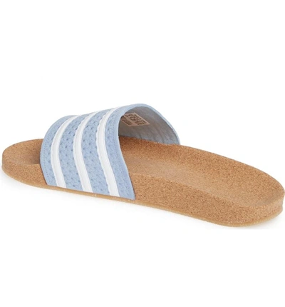 Shop Adidas Originals Adilette Slide Sandal In Ash Blue/ White/ Gum4
