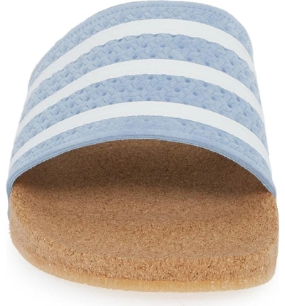 Shop Adidas Originals Adilette Slide Sandal In Ash Blue/ White/ Gum4