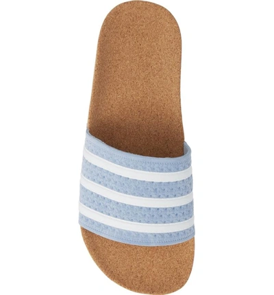 Shop Adidas Originals Adilette Slide Sandal In Ash Blue/ White/ Gum4