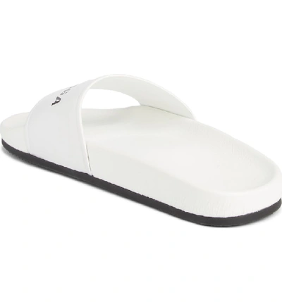 Shop Balenciaga Logo Slide Sandal In White