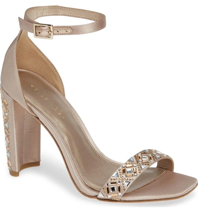 Shop Pelle Moda Gabi Ankle Strap Sandal In Platinum Gold Fabric