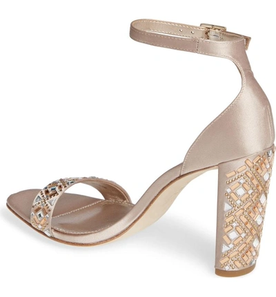 Shop Pelle Moda Gabi Ankle Strap Sandal In Platinum Gold Fabric