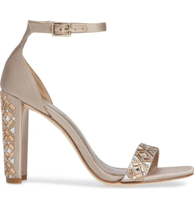 Shop Pelle Moda Gabi Ankle Strap Sandal In Platinum Gold Fabric