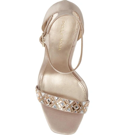 Shop Pelle Moda Gabi Ankle Strap Sandal In Platinum Gold Fabric