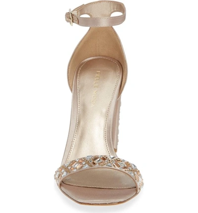 Shop Pelle Moda Gabi Ankle Strap Sandal In Platinum Gold Fabric