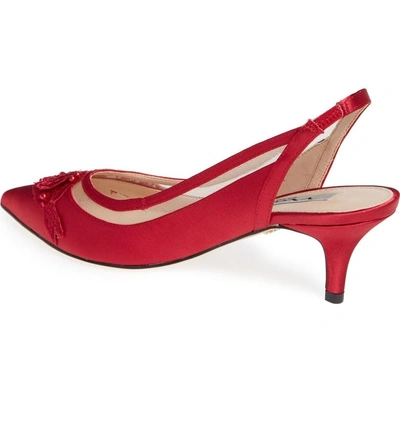 Shop Nina Taela Floral Embellished Slingback Pump In Red Glitter Fabric