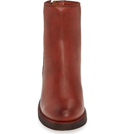 Shop Frye Demi Zip Bootie In Red Clay Leather