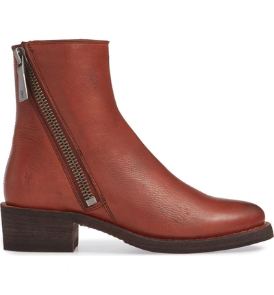 Shop Frye Demi Zip Bootie In Red Clay Leather