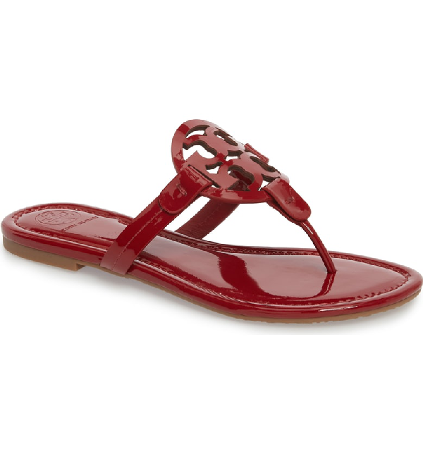 tory burch red patent leather miller sandals