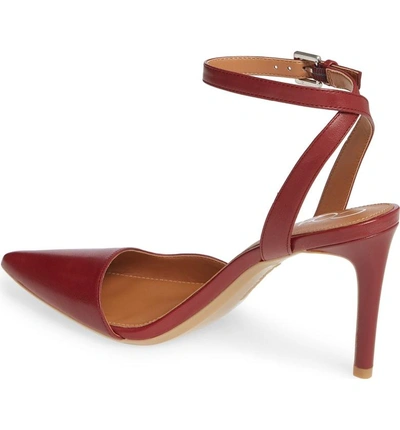 Shop Calvin Klein Raffaela Ankle Strap Pump In Red Rock Leather