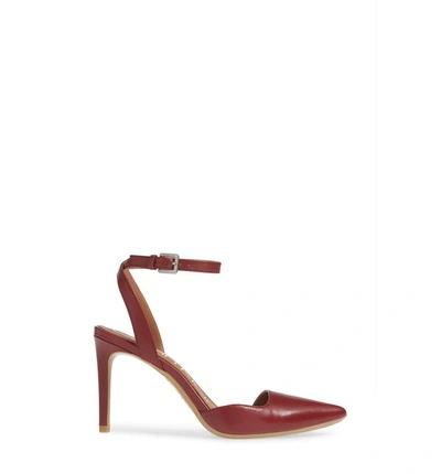 Shop Calvin Klein Raffaela Ankle Strap Pump In Red Rock Leather