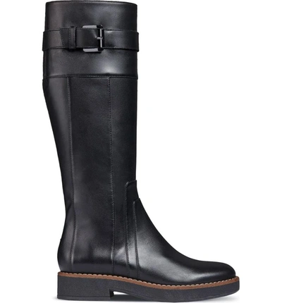 Shop Geox Adrya Knee High Boot In Black Leather