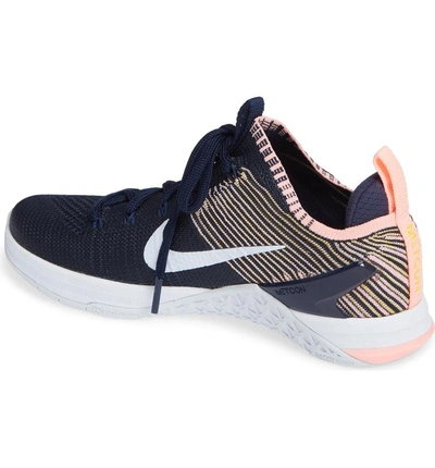 Shop Nike Metcon Dsx Flyknit 2 Training Shoe In College Navy/ Blue Tint/ Pink