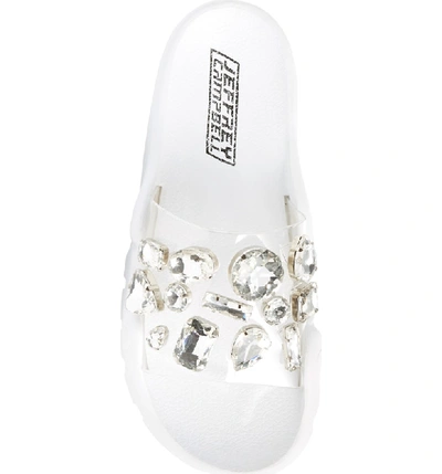 Shop Jeffrey Campbell Aspic Embellished Sport Slide In Clear/ White/ Silver Multi