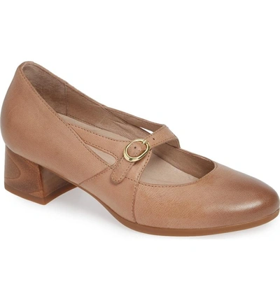 Shop Dansko Peyton Mary Jane In Sand Burnished Nubuck Leather