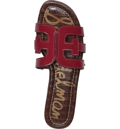 Shop Sam Edelman Bay Cutout Slide Sandal In Deep Red Patent Leather
