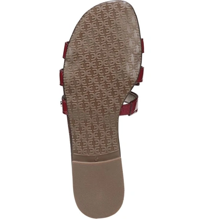Shop Sam Edelman Bay Cutout Slide Sandal In Deep Red Patent Leather