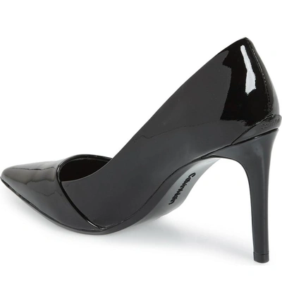 Shop Calvin Klein Roslyn Pointed Toe Pump In Black Patent Leather