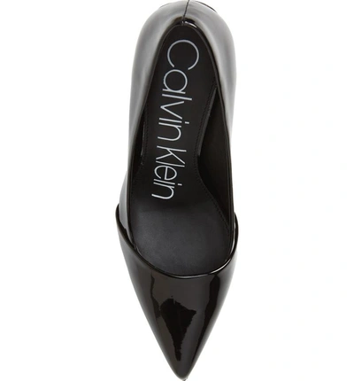 Shop Calvin Klein Roslyn Pointed Toe Pump In Black Patent Leather