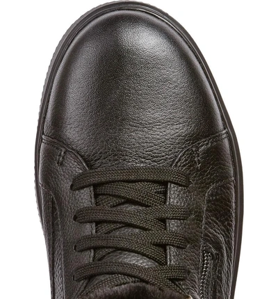 Shop Geox Kaula Abx Waterproof Faux-fur Cuff Sneaker In Black Leather
