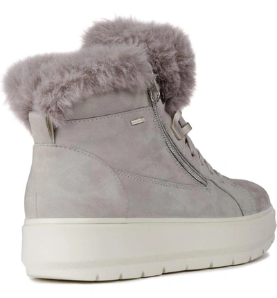 Shop Geox Kaula Abx Waterproof Faux-fur Cuff Sneaker In Light Grey