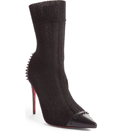 Shop Christian Louboutin Dovi Dova Spiked Pointy Toe Bootie In Black