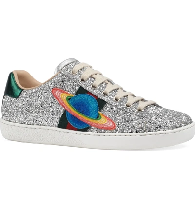 Shop Gucci 'new Ace' Low Top Sneaker In Silver