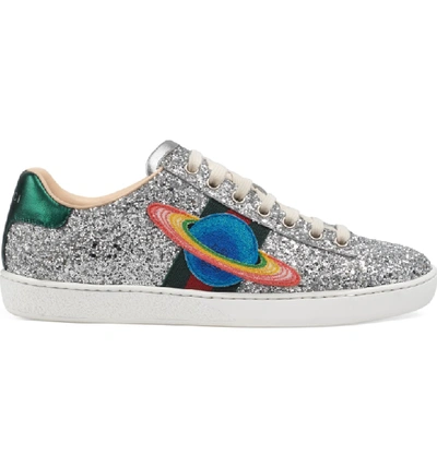 Shop Gucci 'new Ace' Low Top Sneaker In Silver