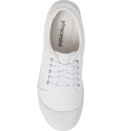 Shop Jeffrey Campbell Award Platform Sneaker In White Faux Patent Leather