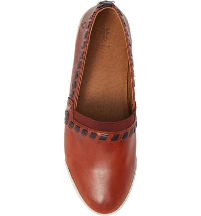 Shop Frye Melanie Whipstitch Slip-on Flat In Red Clay Leather
