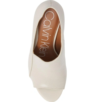 Shop Calvin Klein Nastassia Peep Toe Pump In Soft White Leather