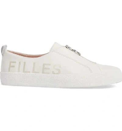 Shop Avec Les Filles Sasha Zip Sneaker In Off White Leather