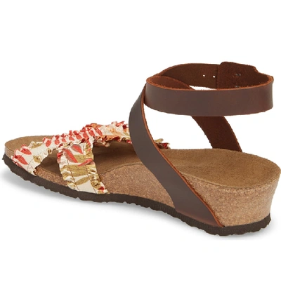 Shop Birkenstock Lola Wedge Sandal In Flower Frill Brown Fabric