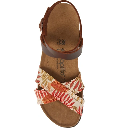 Shop Birkenstock Lola Wedge Sandal In Flower Frill Brown Fabric