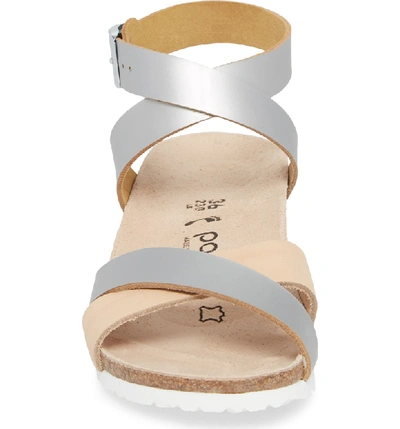 Shop Birkenstock Lola Wedge Sandal In Frosted Silver Leather