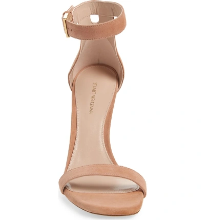 Shop Stuart Weitzman 100squarenudist Sandal In Naked Seda Suede