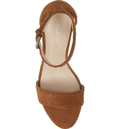 Shop Pelle Moda Krista Cone Heel Sandal In Cognac Suede