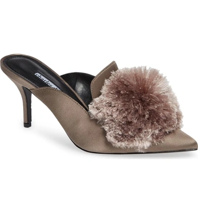 Shop Charles David Adelle Pompom Loafer Mule In Taupe Satin