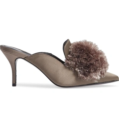 Shop Charles David Adelle Pompom Loafer Mule In Taupe Satin