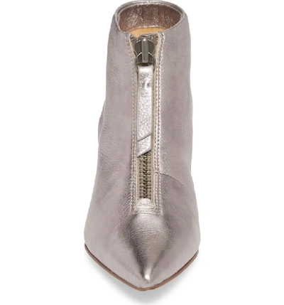 Shop Splendid Nestor Pointy Toe Kitten Heel Bootie In Pewter Leather